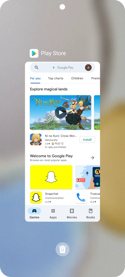 To end one running application, slide your finger upwards on the required application.