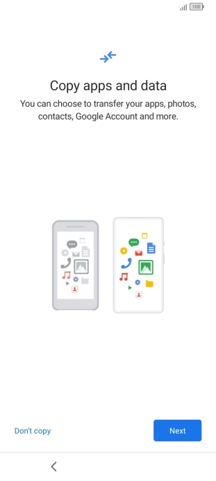 You can transfer the contents of another phone to your phone when it's activated for the first time and after a factory reset. When this screen is displayed, your phone is ready to transfer contents from another phone.
