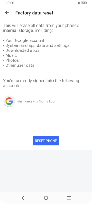 Press RESET PHONE. Press RESET PHONE.