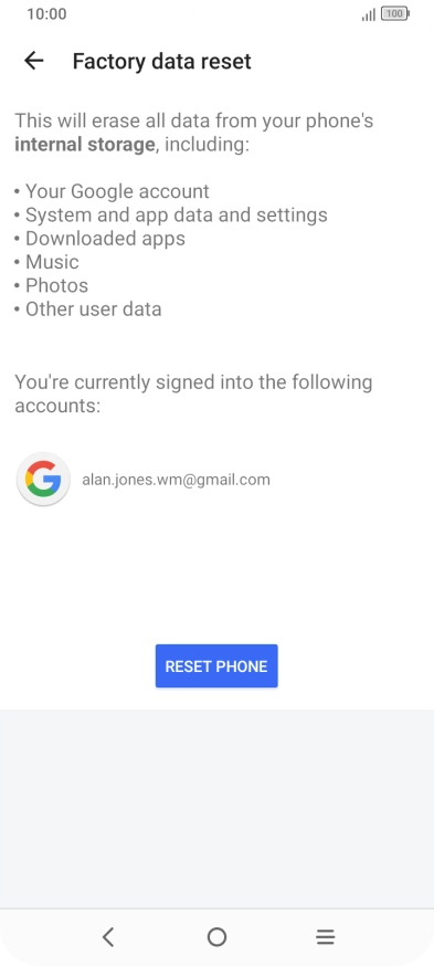 Press RESET PHONE. Press RESET PHONE.