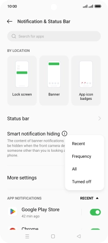 Press the required setting. Press the required setting.