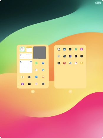 Press the fields below the required home screens to select or deselect them.