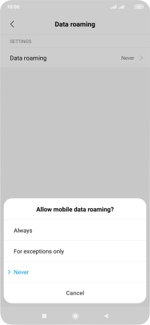 Press the required setting to turn the function on or off.
