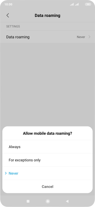 Press the required setting to turn the function on or off.