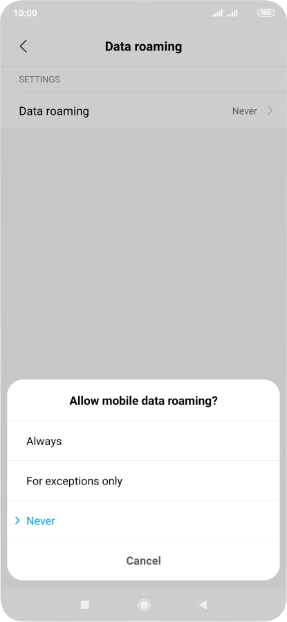 Press the required setting to turn the function on or off.