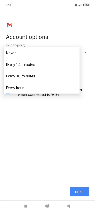 Press the required setting.