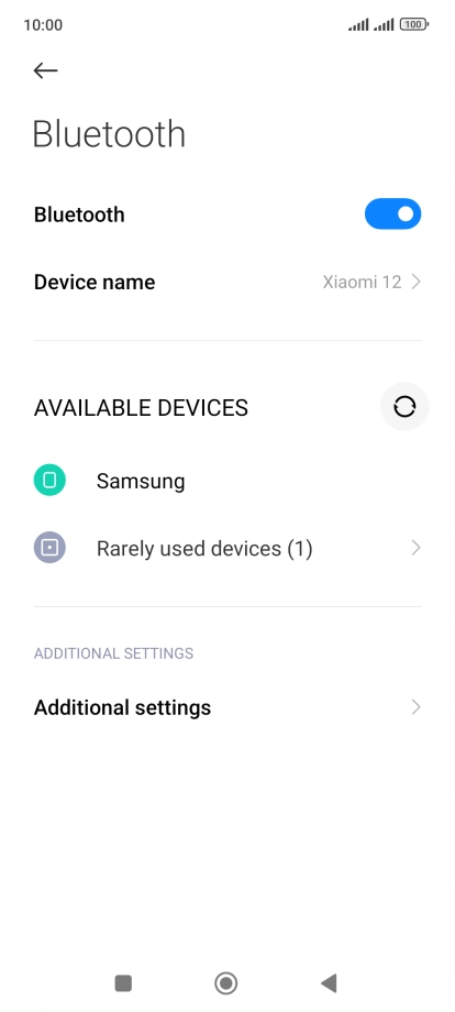 Press the required Bluetooth device and follow the instructions on the screen to pair the device with your phone.
