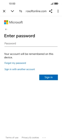Press Password and key in the password for your email account.