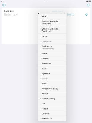 Press the required target language. Press the required target language.