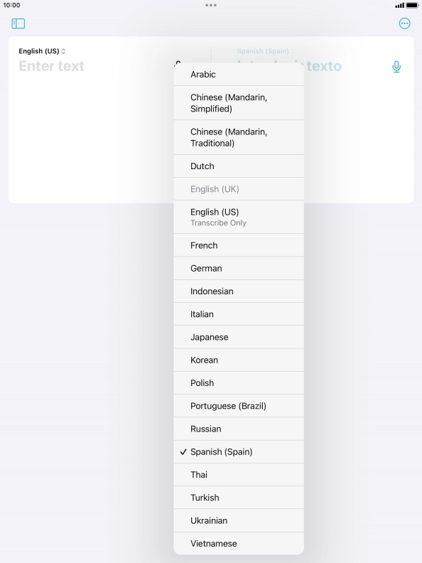 Press the required target language. Press the required target language.