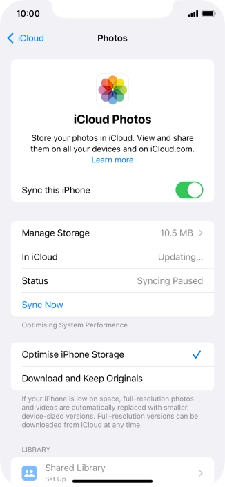 Press the indicator next to 