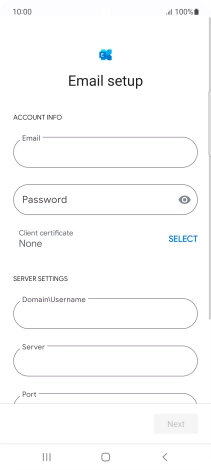 Press Password and key in the password for your email account.
