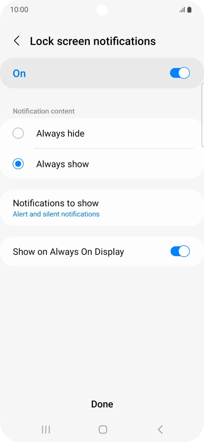 Press the required settings to turn them on or off.