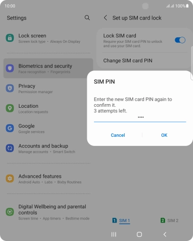 Key in the new PIN again and press OK.