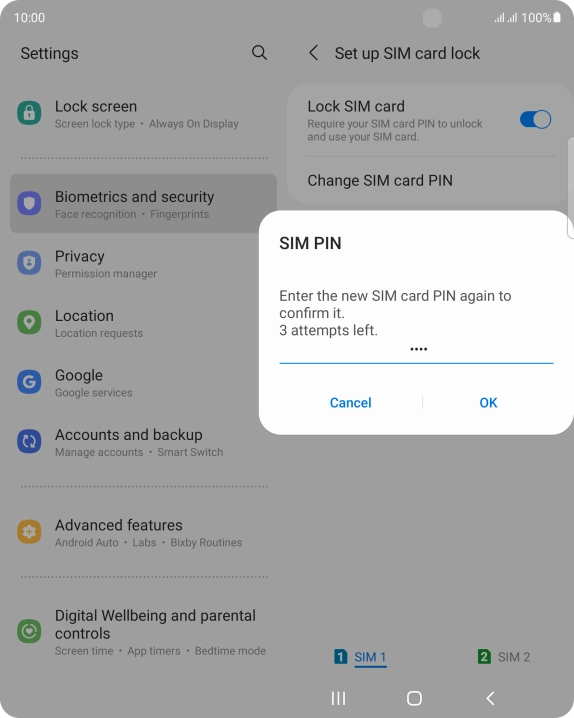 Key in the new PIN again and press OK.