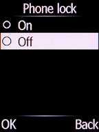 Select Off and press the Left selection key.