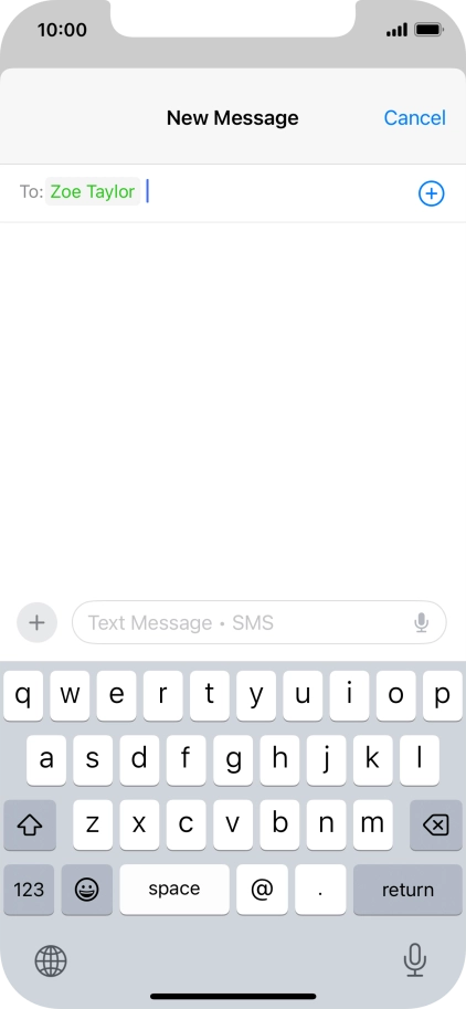 Press the text input field and write the text for your text message. Press the text input field and write the text for your text message.