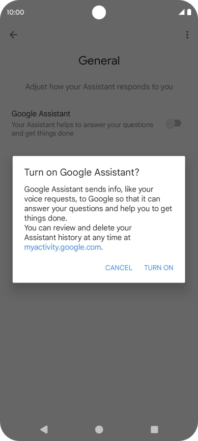 If you turn on the function, press TURN ON.