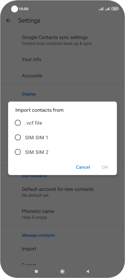Press the required SIM.