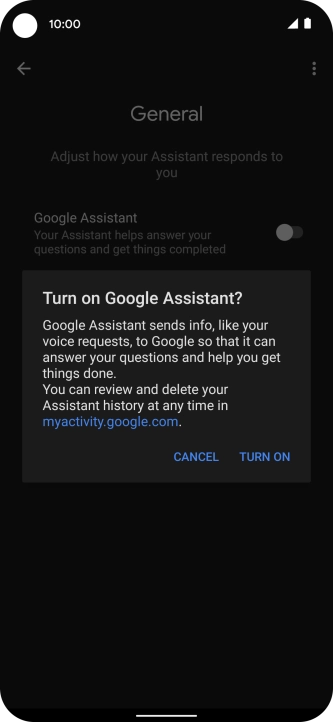 If you turn on the function, press TURN ON.