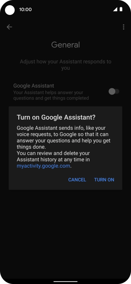 If you turn on the function, press TURN ON.