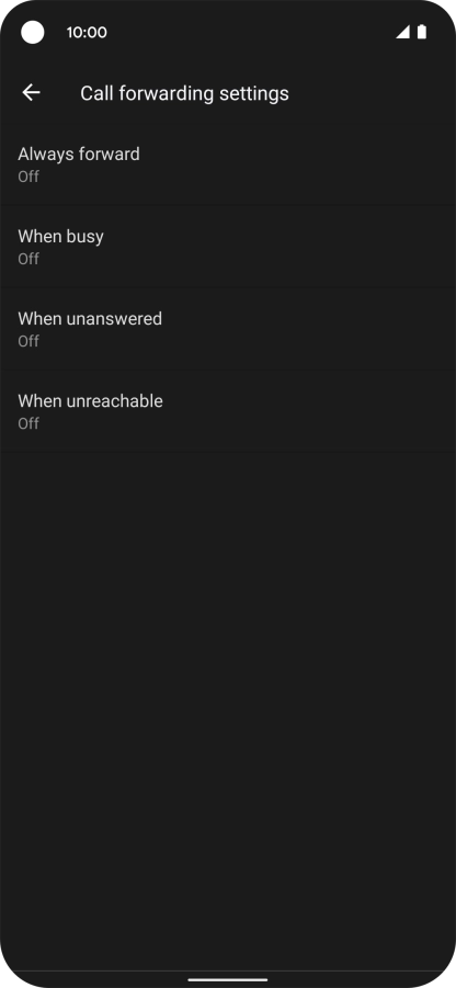 Press the required divert type.