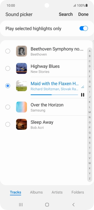 Once you've found a ring tone you like, press Done.