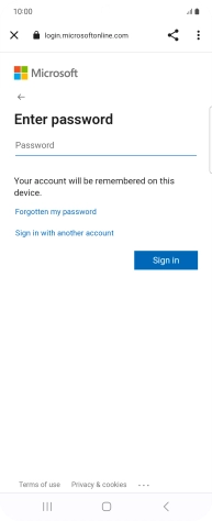 Press Password and key in the password for your email account.