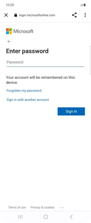 Press Password and key in the password for your email account.