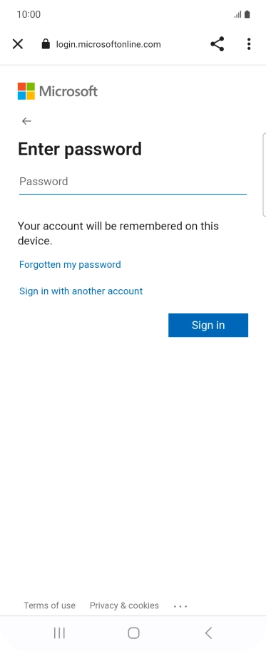 Press Password and key in the password for your email account.