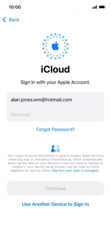 Press Required and key in the password for your Apple ID.