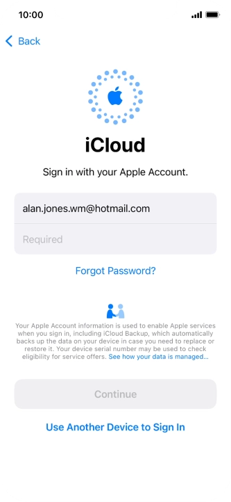 Press Required and key in the password for your Apple ID.
