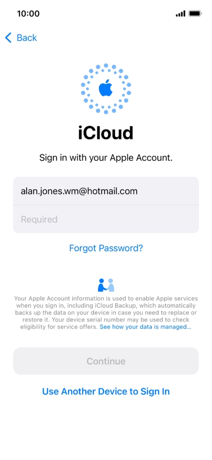 Press Required and key in the password for your Apple ID.