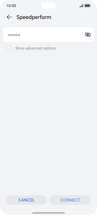 Key in the password for the Wi-Fi network and press CONNECT.