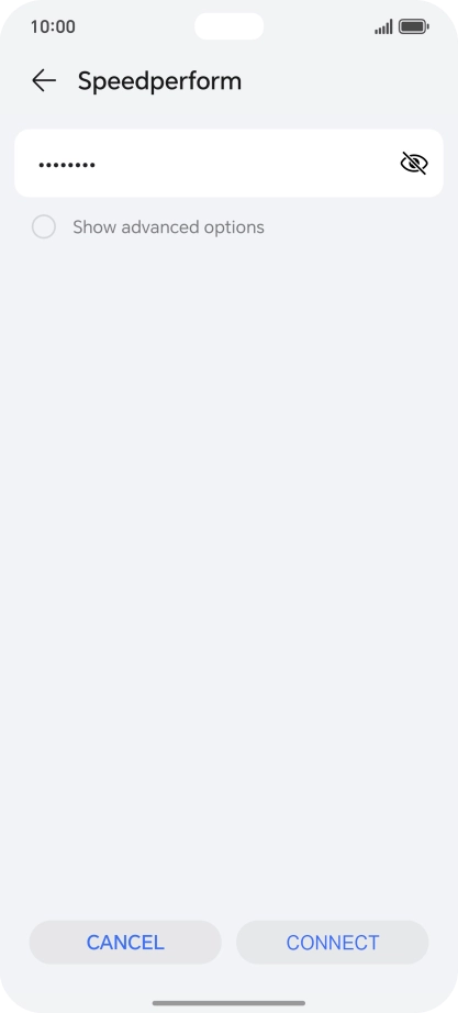 Key in the password for the Wi-Fi network and press CONNECT.