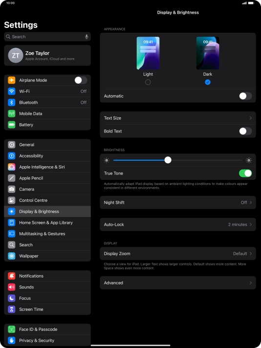 Press the indicator next to 