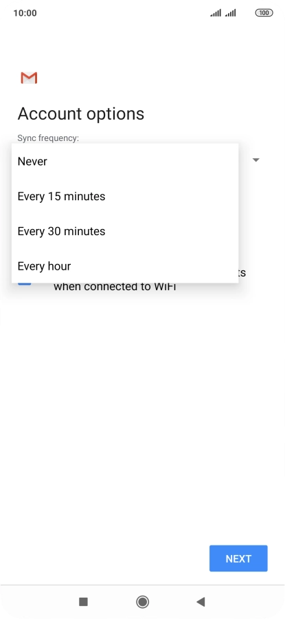 Press the required setting.