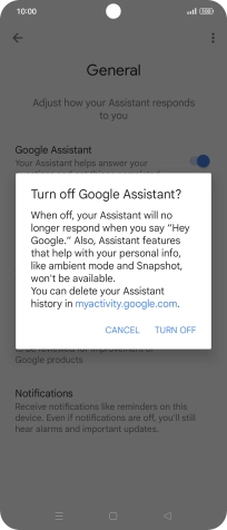 If you turn off the function, press TURN OFF.