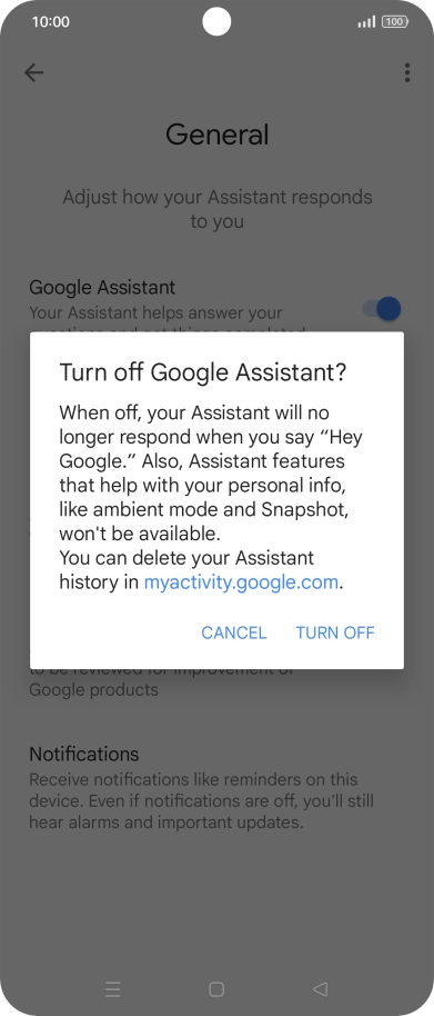 If you turn off the function, press TURN OFF.