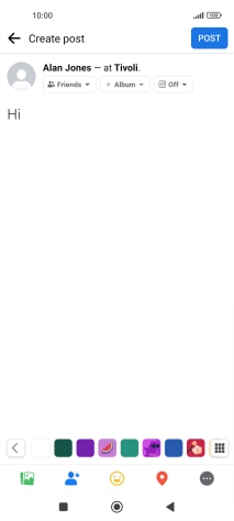 Write the required text and press POST.