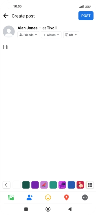 Write the required text and press POST.