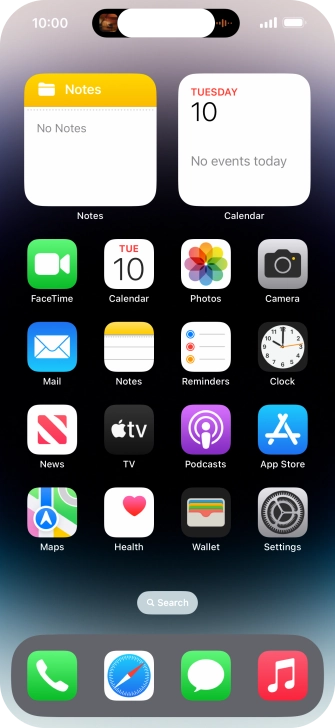 If you have a running application in Dynamic Island, it's displayed at the top of the screen.