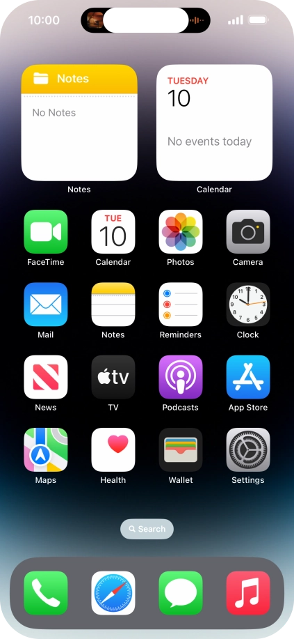 If you have a running application in Dynamic Island, it's displayed at the top of the screen.