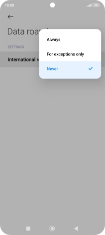 Press the required setting to turn the function on or off.