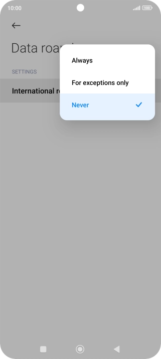 Press the required setting to turn the function on or off.