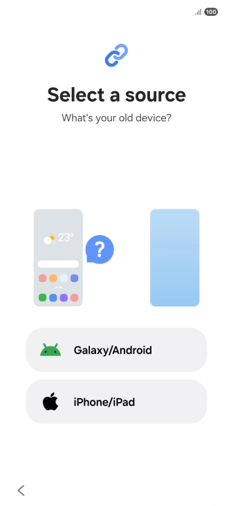 Press the required setting and follow the instructions on the screen to transfer the content from another phone. Press the required setting and follow the instructions on the screen to transfer the content from another phone.