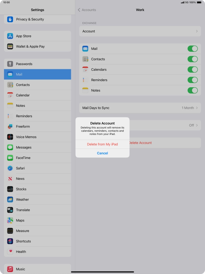 Press Delete from My iPad.