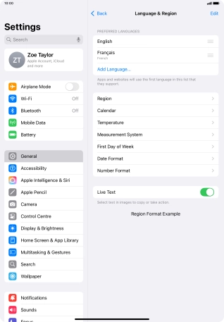 To subsequently select another language as the default language, press the move icon next to the required language and drag it to the top of the list.