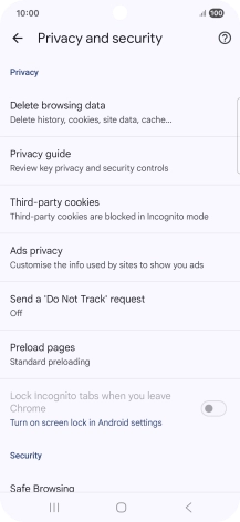 Press Delete browsing data.