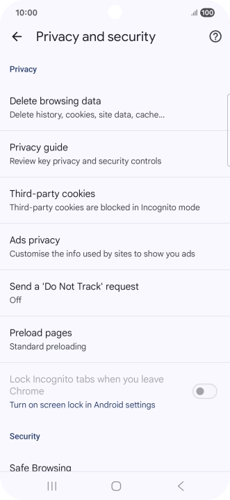 Press Delete browsing data.